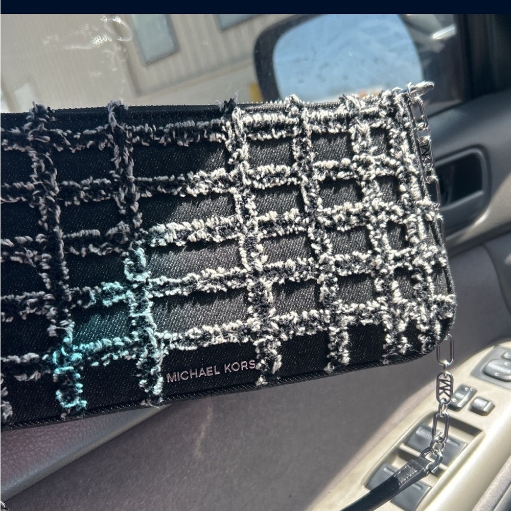 Michael Kors Black and White Tweed Crossbody Bag